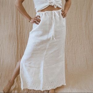 Vintage Eyelet Linen Maxi Skirt